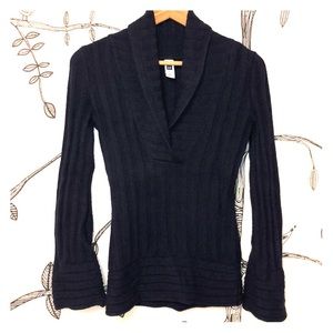 XS - Navy Blue V-neck Sweater